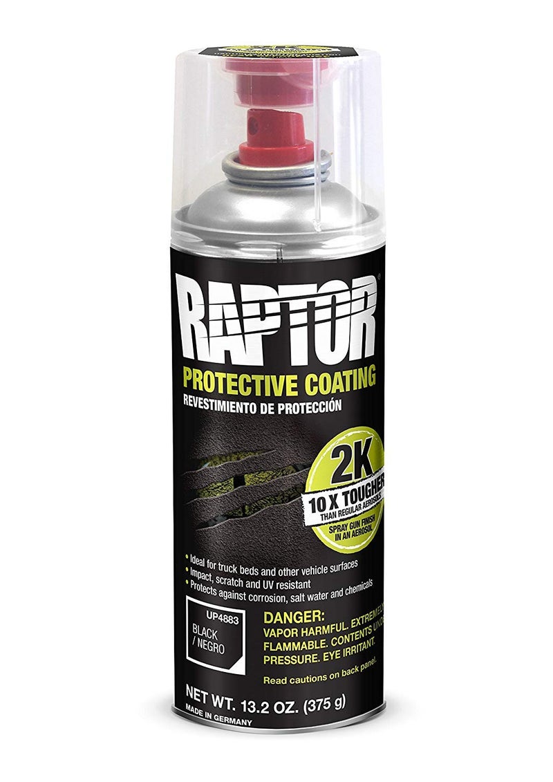 U-POL 4883 Raptor 2K Aerosol Truck Bedliner Protective Coating - Black, 4-Pack
